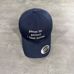 Yupoong‎ Baseball Cap Adult Navy Blue Please Be Patient I Have Autism Hat